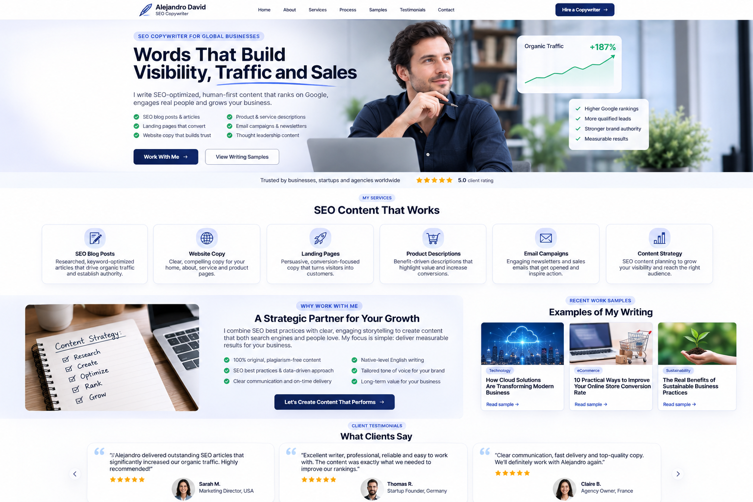 Generated editorial workspace image for Alejandro David's SEO copywriting website