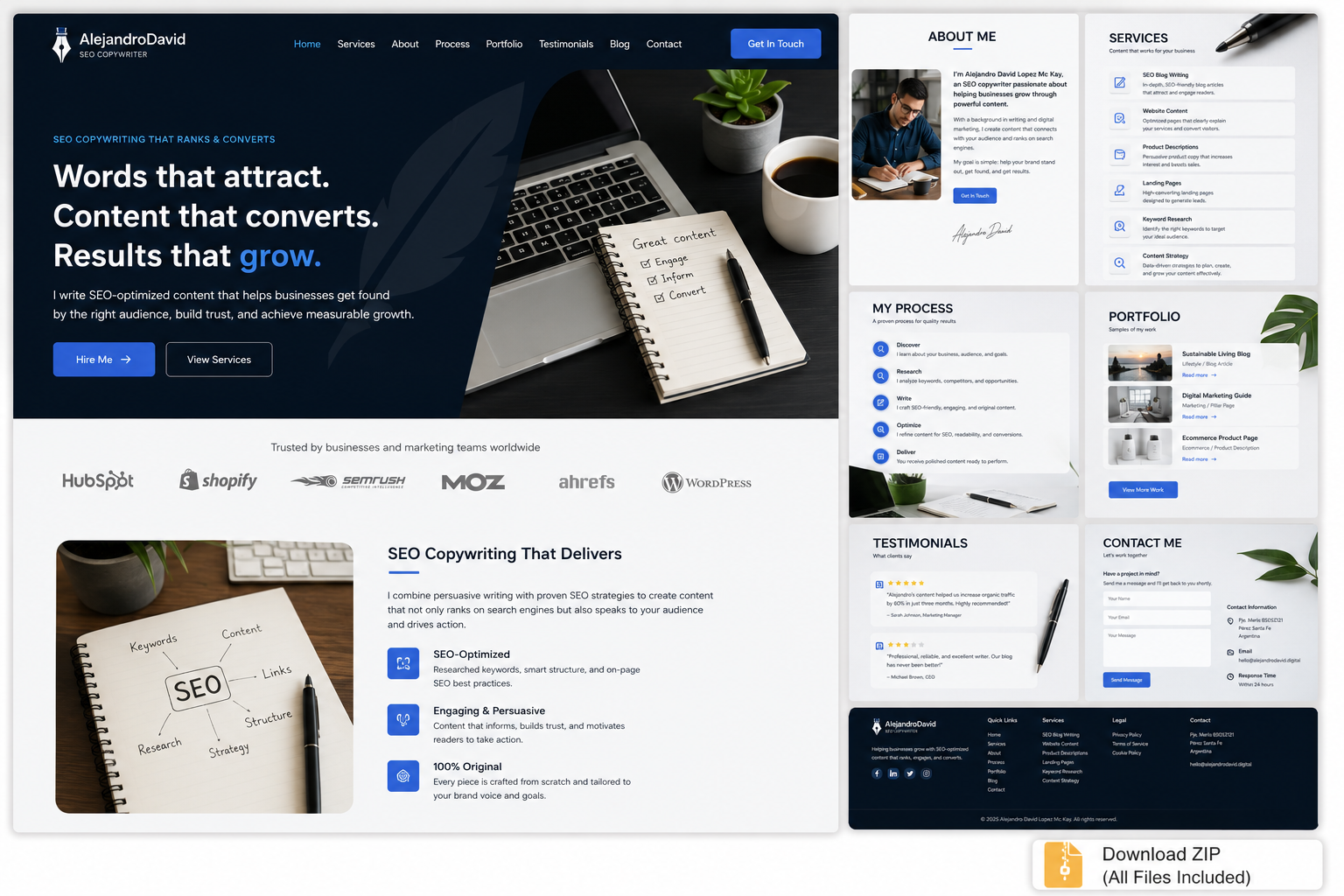 Generated visual showing SEO copywriting website and content work